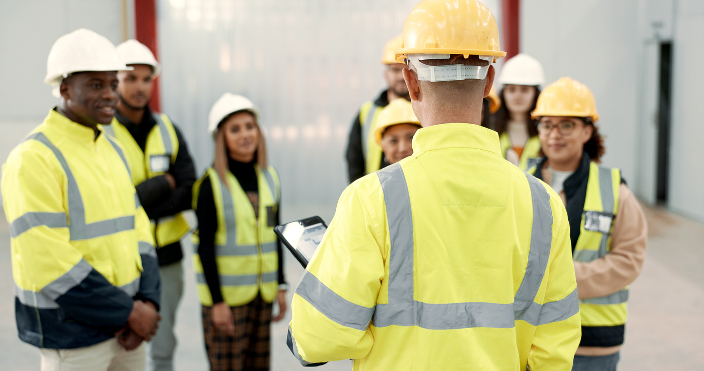 Réunion d'équipe de construction